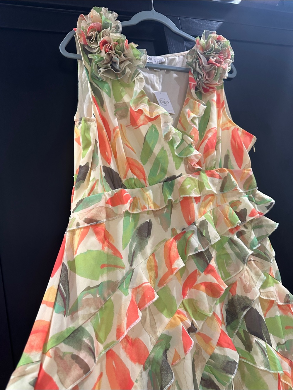 Cato Multicolor Leaf-Print High-Low Ruffle Dress - Picture 4 of 9
